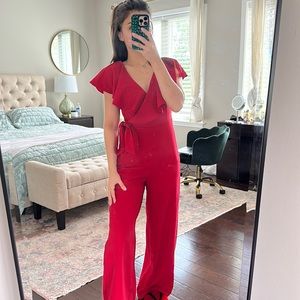 Red ruffle jumpsuit